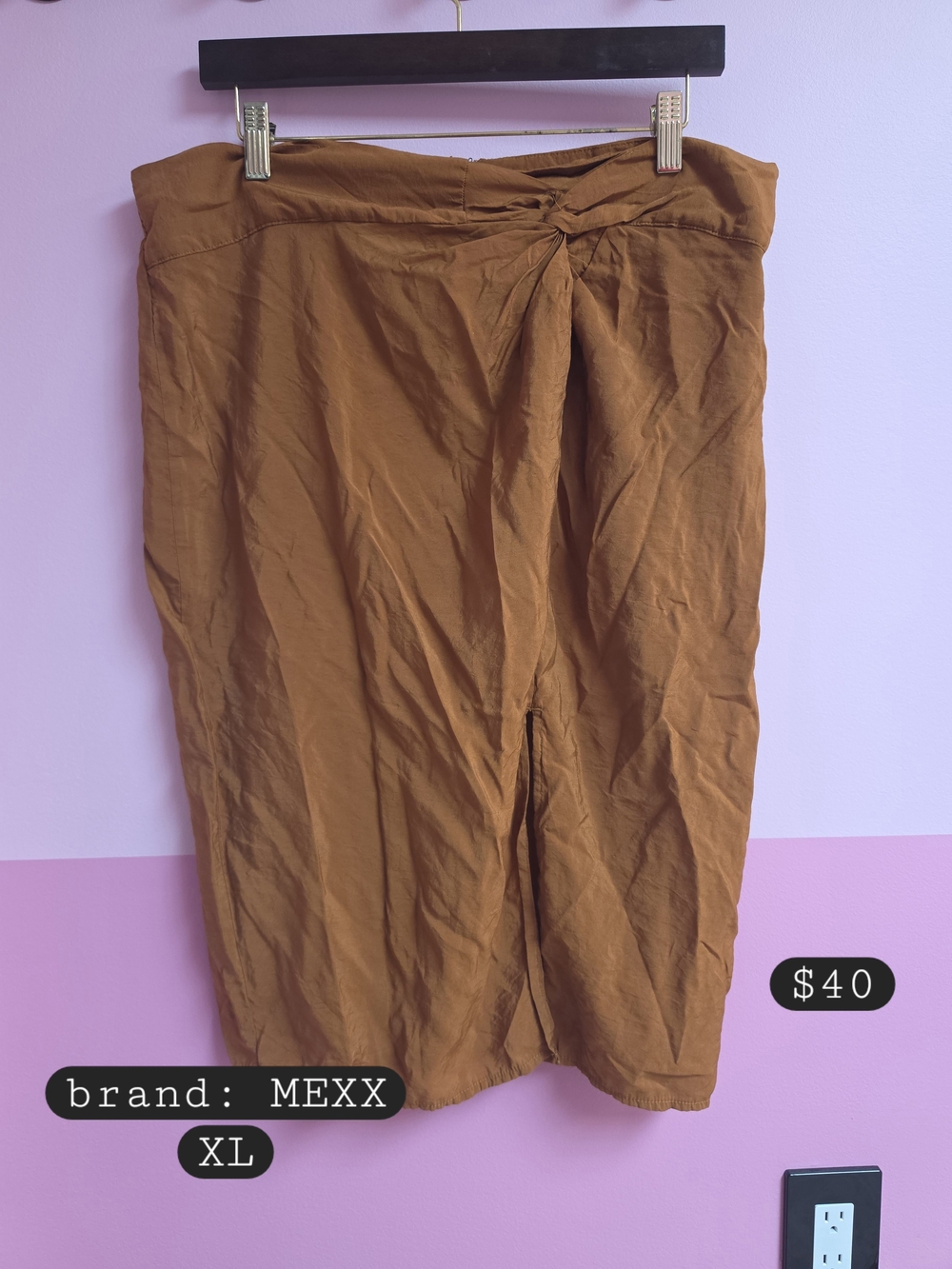 Mexx Rust Brown Pencil Skirt with Front TwistN